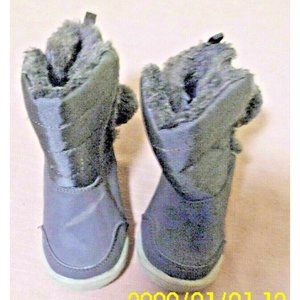 Faded Glory Infant BABY Toddler~Gray~Winter Snow BOOTS~Size 4~Pom Poms & Bows